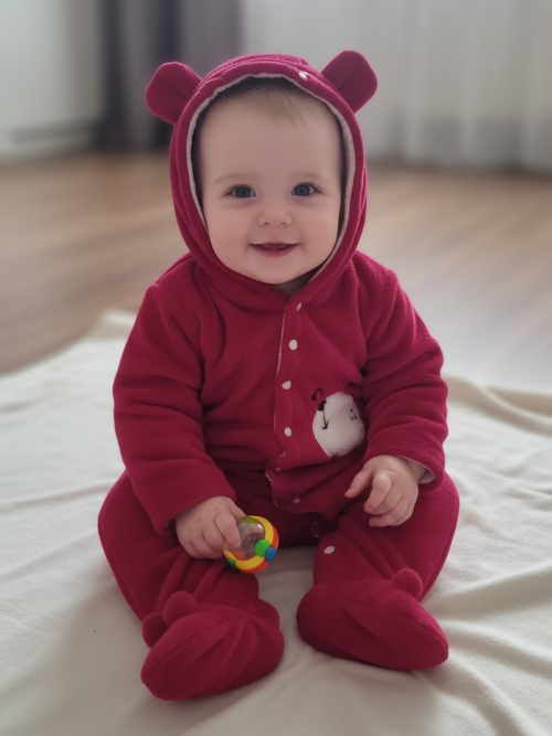 Babyzone Cozybear Fleece Printed Snowsuit