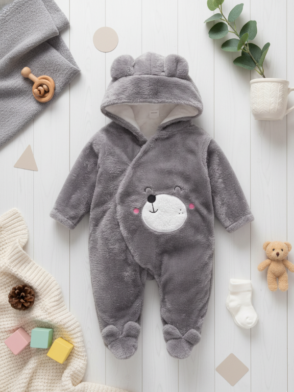 Babyzone Cozybear Fleece Printed Snowsuit