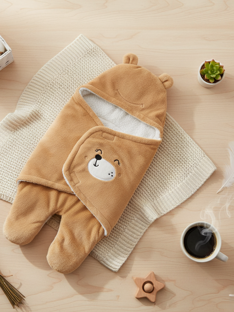 Cozy Cotton Hooded Baby Blanket for New Born