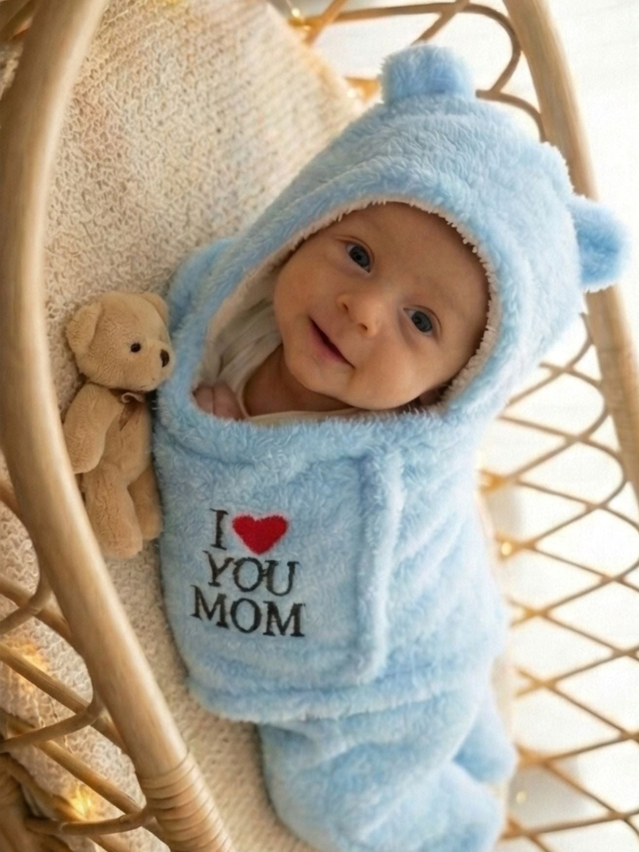 Cozy Cotton Hooded Swaddle for New Born - Feels Like Moms Hug