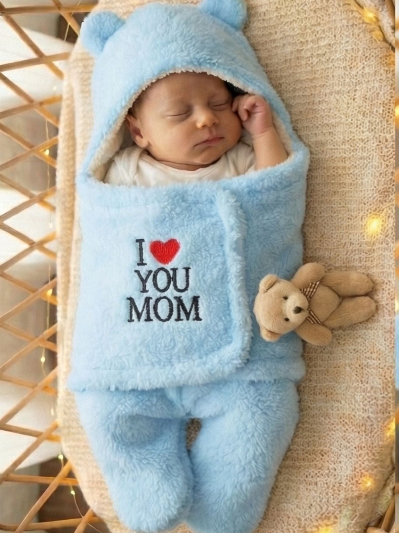 Cozy Cotton Hooded Swaddle for New Born - Feels Like Moms Hug