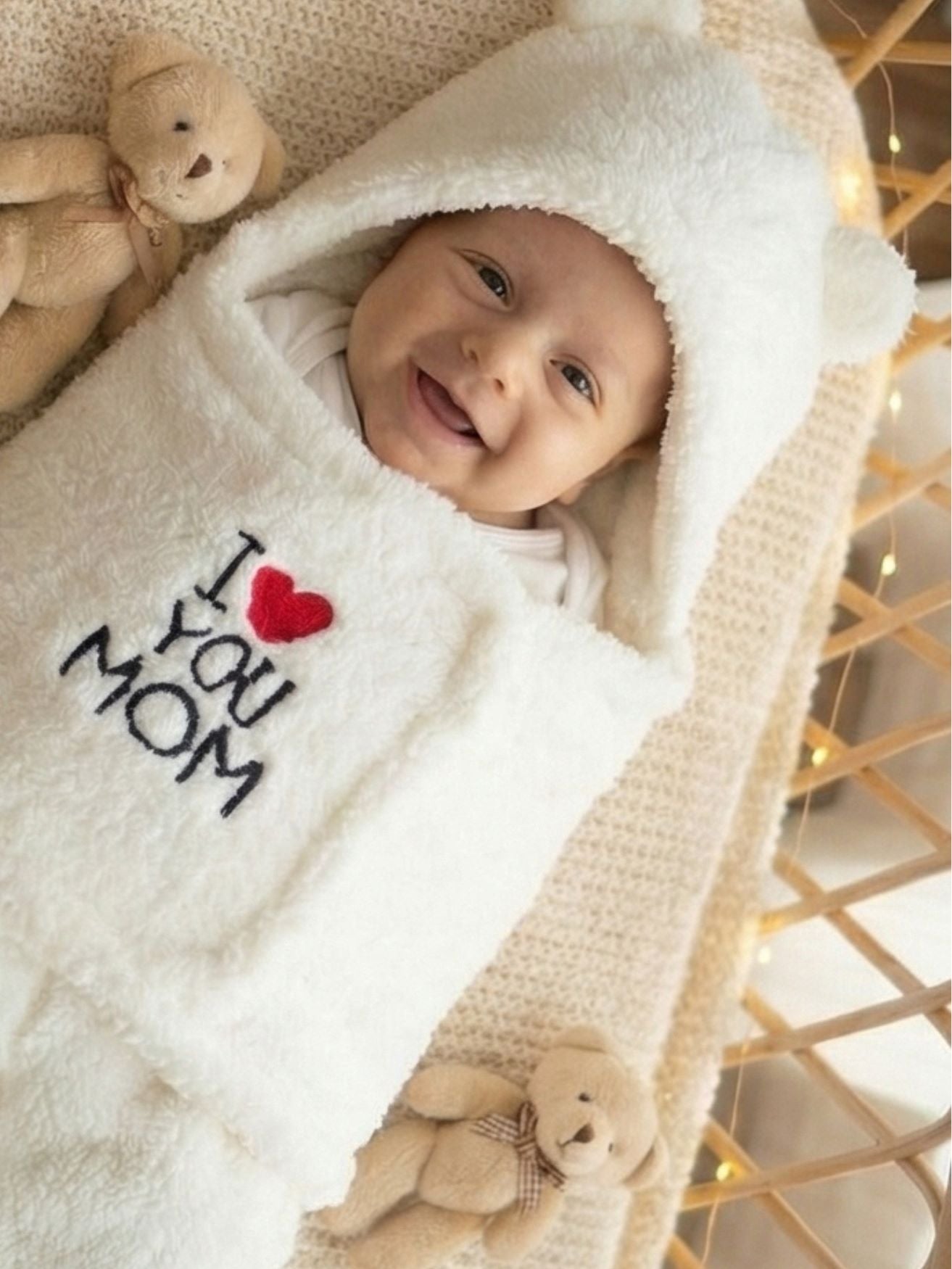 Cozy Cotton Hooded Swaddle for New Born - Feels Like Moms Hug
