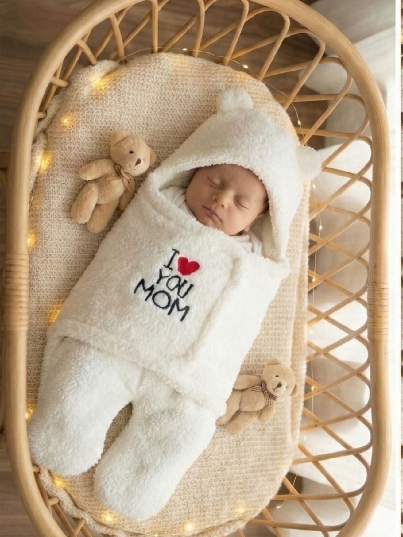 Cozy Cotton Hooded Swaddle for New Born - Feels Like Moms Hug