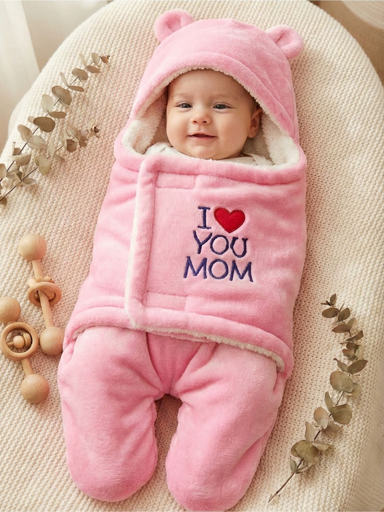 Cozy Cotton Hooded Swaddle for New Born - Feels Like Moms Hug