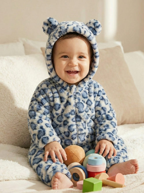 Baby Plush Animal Hooded Romper