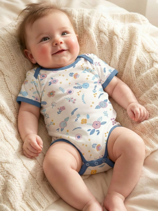 Kucci Short-Sleeve, Printed and Plain Rompers (Pack of 3) (Green)